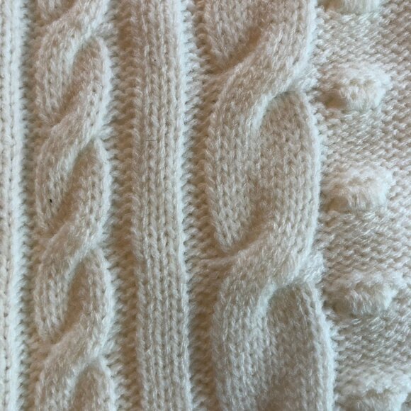 Janie And Jack Sweater Poncho Girls 4 White Cable Knit Pullover Shawl - Picture 6 of 6